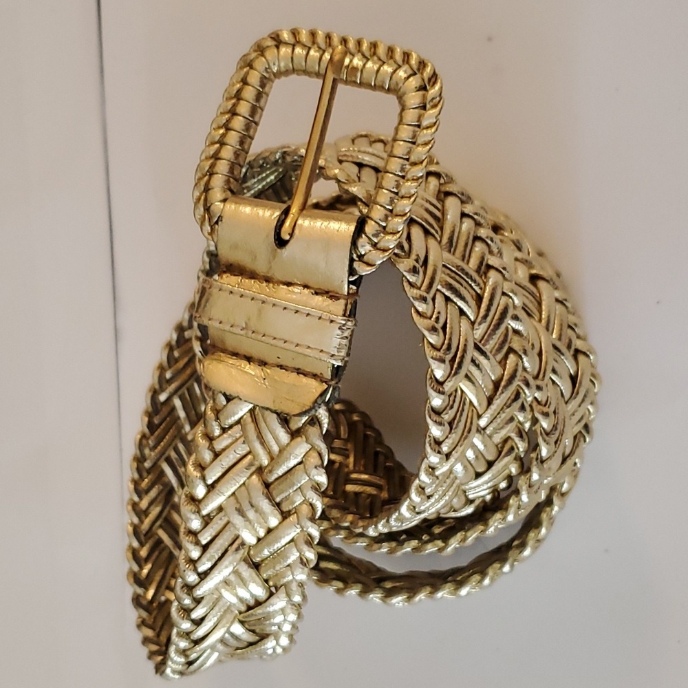New without tags braided gold leather belt size xl - Picture 3 of 5